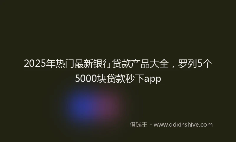 2025年热门最新银行贷款产品大全，罗列5个5000块贷款秒下app