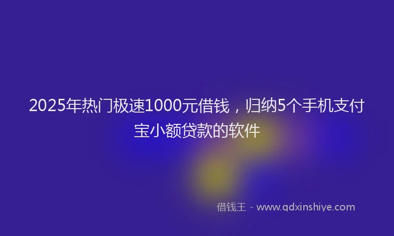 2025年热门极速1000元借钱，归纳5个手机支付宝小额贷款的软件