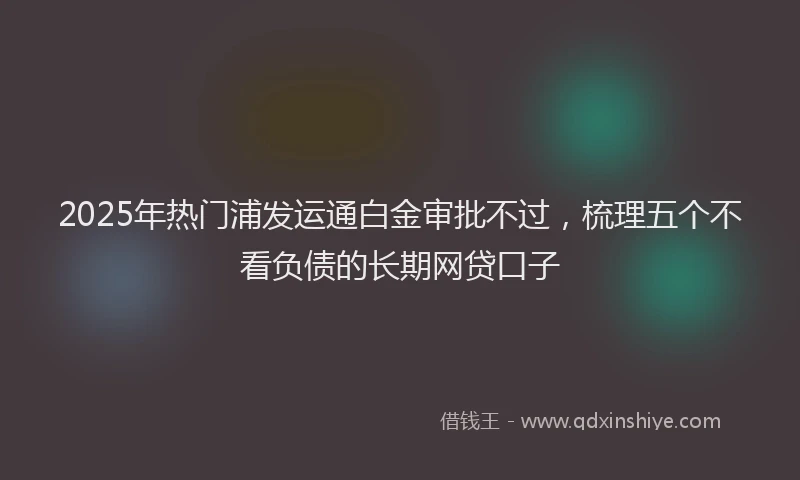 2025年热门浦发运通白金审批不过，梳理五个不看负债的长期网贷口子