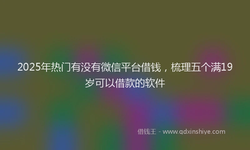 2025年热门有没有微信平台借钱，梳理五个满19岁可以借款的软件