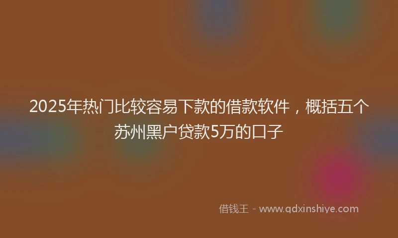2025年热门比较容易下款的借款软件，概括五个苏州黑户贷款5万的口子