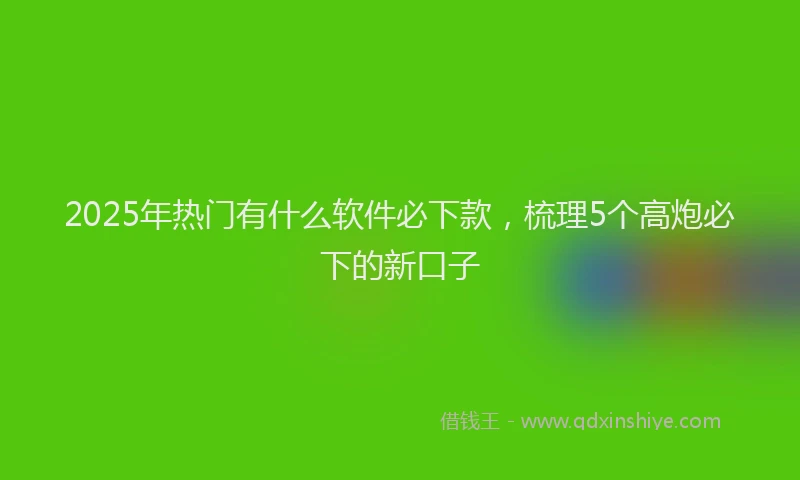 2025年热门有什么软件必下款，梳理5个高炮必下的新口子