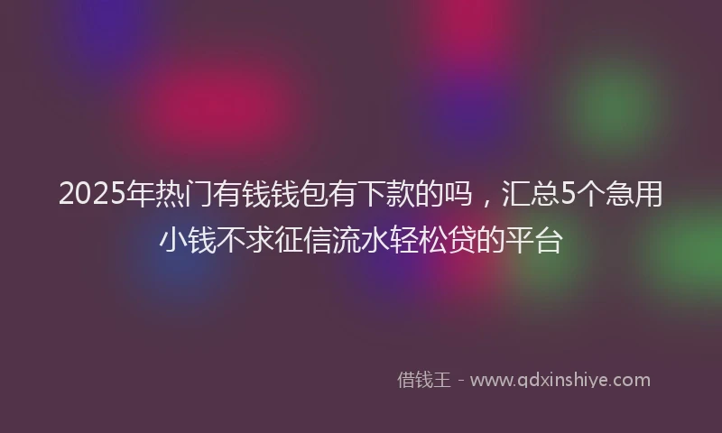2025年热门有钱钱包有下款的吗，汇总5个急用小钱不求征信流水轻松贷的平台