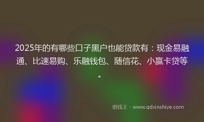 2025年的有哪些口子黑户也能贷款有：现金易融通、比速易购、乐融钱包、随信花、小赢卡贷等。