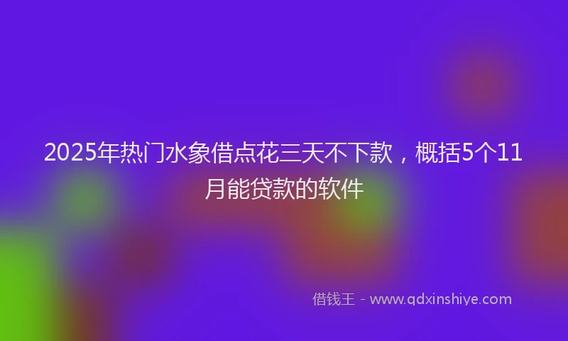 2025年热门水象借点花三天不下款，概括5个11月能贷款的软件