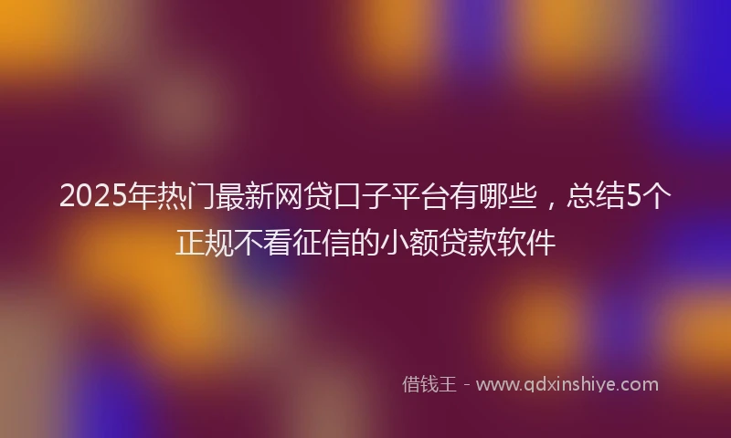2025年热门最新网贷口子平台有哪些，总结5个正规不看征信的小额贷款软件