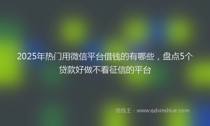2025年热门用微信平台借钱的有哪些，盘点5个贷款好做不看征信的平台