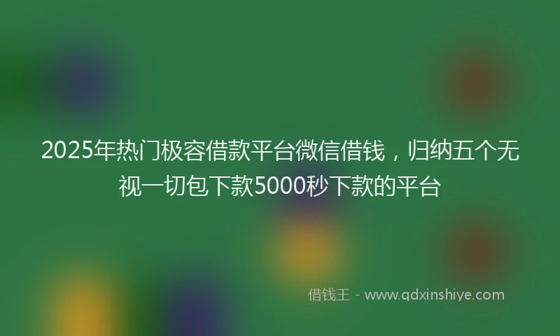 2025年热门极容借款平台微信借钱，归纳五个无视一切包下款5000秒下款的平台