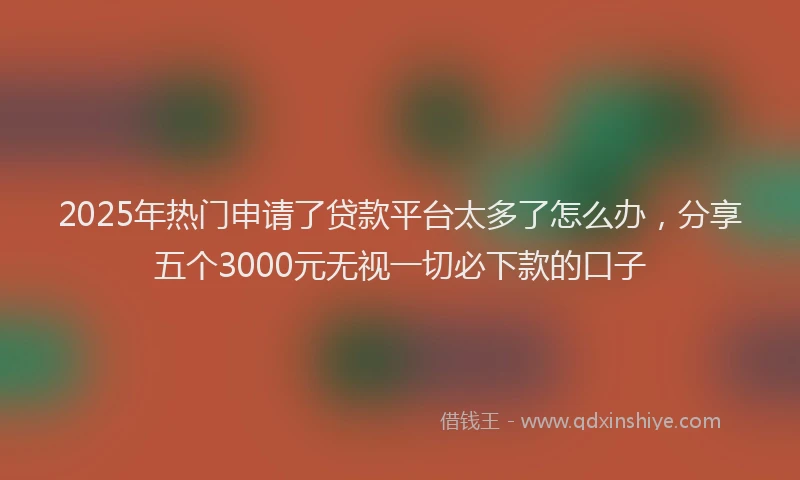 2025年热门申请了贷款平台太多了怎么办，分享五个3000元无视一切必下款的口子