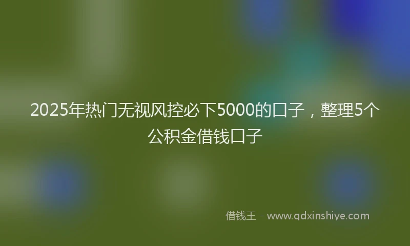 2025年热门无视风控必下5000的口子，整理5个公积金借钱口子
