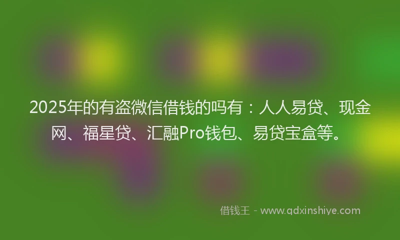 2025年的有盗微信借钱的吗有：人人易贷、现金网、福星贷、汇融Pro钱包、易贷宝盒等。