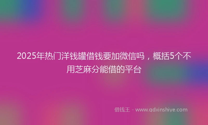 2025年热门洋钱罐借钱要加微信吗，概括5个不用芝麻分能借的平台