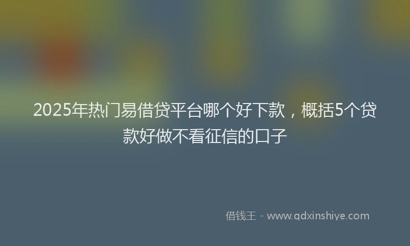 2025年热门易借贷平台哪个好下款，概括5个贷款好做不看征信的口子