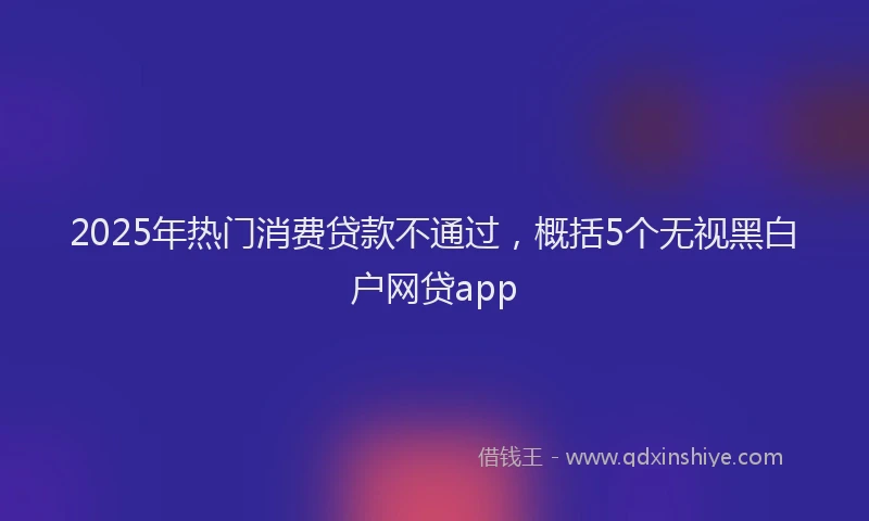 2025年热门消费贷款不通过，概括5个无视黑白户网贷app
