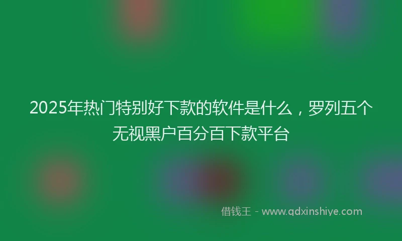 2025年热门特别好下款的软件是什么，罗列五个无视黑户百分百下款平台