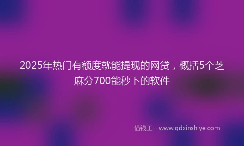 2025年热门有额度就能提现的网贷，概括5个芝麻分700能秒下的软件