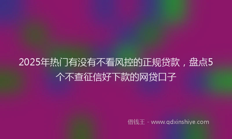 2025年热门有没有不看风控的正规贷款，盘点5个不查征信好下款的网贷口子