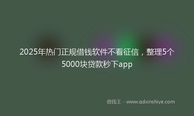 2025年热门正规借钱软件不看征信，整理5个5000块贷款秒下app