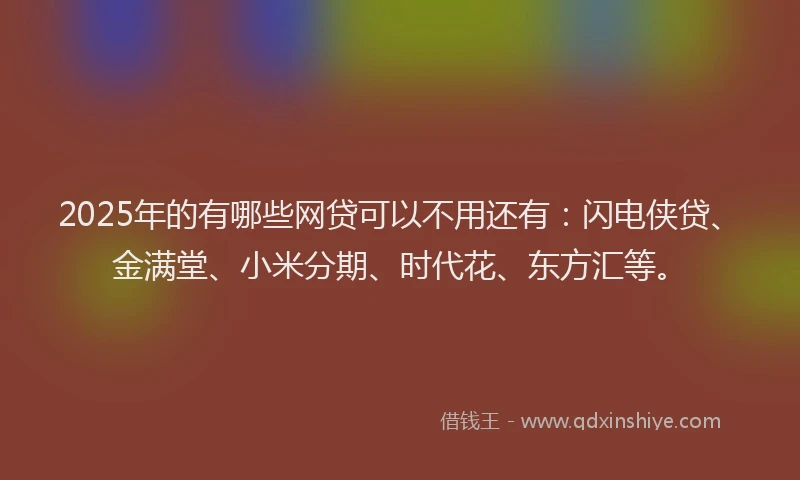 2025年的有哪些网贷可以不用还有：闪电侠贷、金满堂、小米分期、时代花、东方汇等。