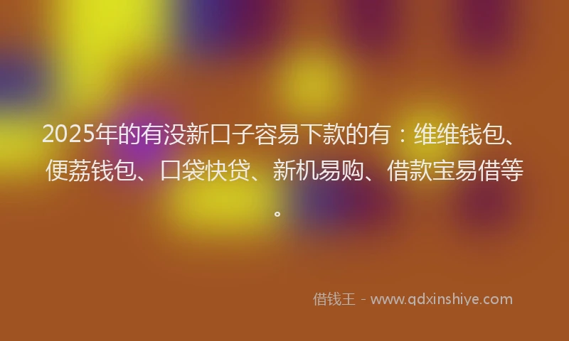2025年的有没新口子容易下款的有：维维钱包、便荔钱包、口袋快贷、新机易购、借款宝易借等。