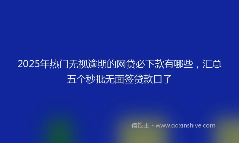2025年热门无视逾期的网贷必下款有哪些，汇总五个秒批无面签贷款口子