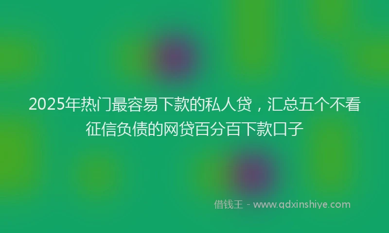2025年热门最容易下款的私人贷，汇总五个不看征信负债的网贷百分百下款口子
