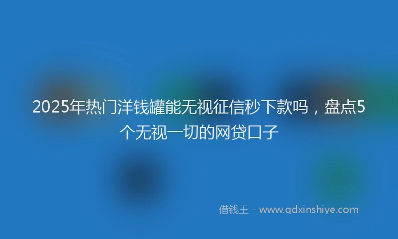 2025年热门洋钱罐能无视征信秒下款吗，盘点5个无视一切的网贷口子