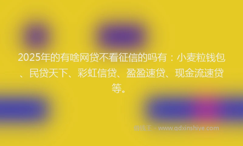 2025年的有啥网贷不看征信的吗有：小麦粒钱包、民贷天下、彩虹信贷、盈盈速贷、现金流速贷等。