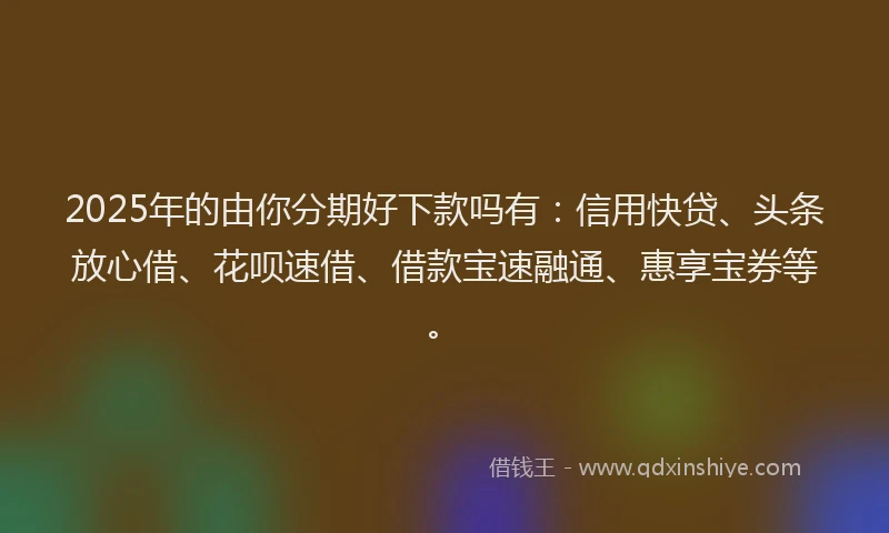 2025年的由你分期好下款吗有：信用快贷、头条放心借、花呗速借、借款宝速融通、惠享宝券等。