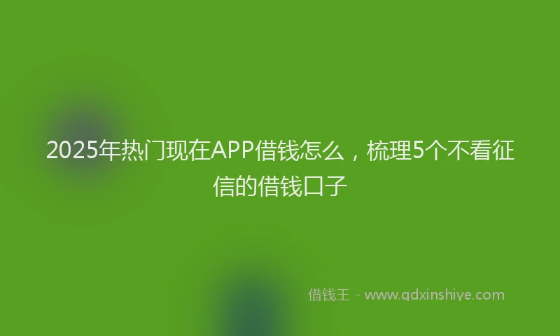 2025年热门现在APP借钱怎么，梳理5个不看征信的借钱口子