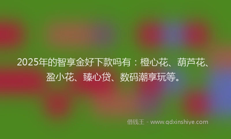 2025年的智享金好下款吗有：橙心花、葫芦花、盈小花、臻心贷、数码潮享玩等。