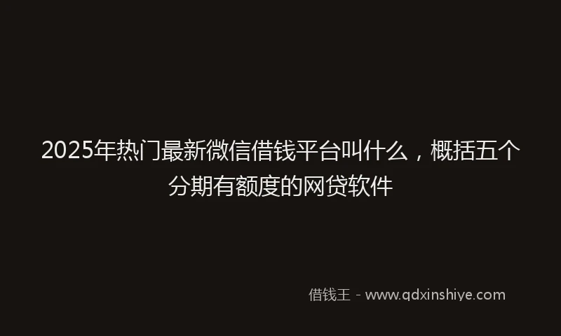 2025年热门最新微信借钱平台叫什么，概括五个分期有额度的网贷软件