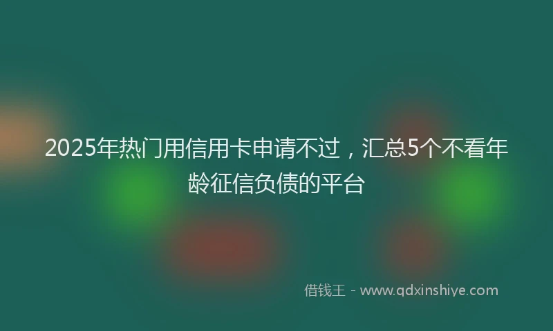 2025年热门用信用卡申请不过，汇总5个不看年龄征信负债的平台