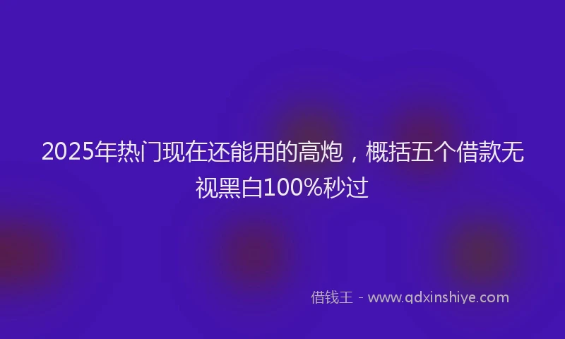 2025年热门现在还能用的高炮，概括五个借款无视黑白100%秒过