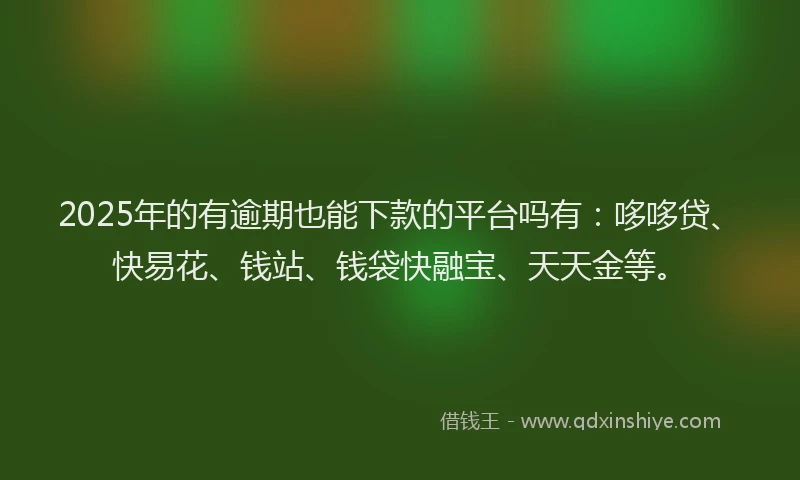 2025年的有逾期也能下款的平台吗有：哆哆贷、快易花、钱站、钱袋快融宝、天天金等。