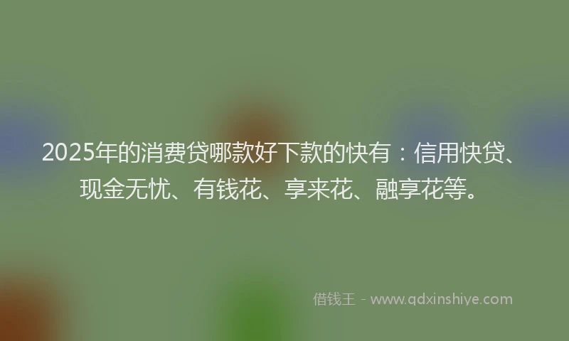 2025年的消费贷哪款好下款的快有：信用快贷、现金无忧、有钱花、享来花、融享花等。