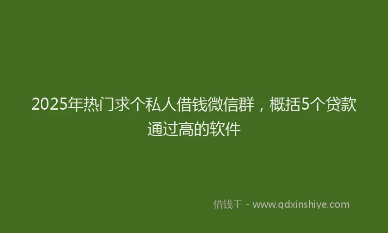 2025年热门求个私人借钱微信群，概括5个贷款通过高的软件