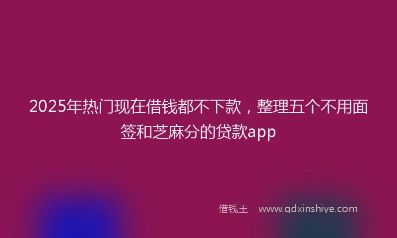 2025年热门现在借钱都不下款，整理五个不用面签和芝麻分的贷款app