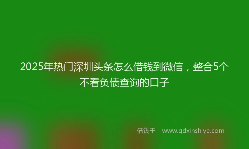 2025年热门深圳头条怎么借钱到微信，整合5个不看负债查询的口子