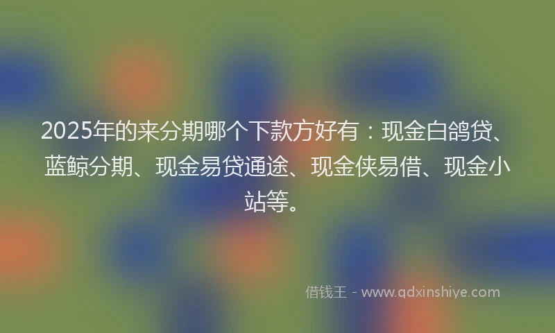 2025年的来分期哪个下款方好有：现金白鸽贷、蓝鲸分期、现金易贷通途、现金侠易借、现金小站等。