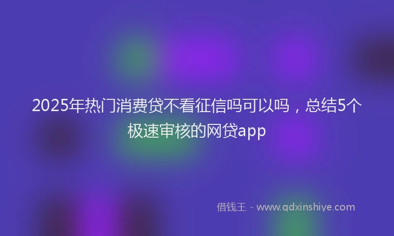 2025年热门消费贷不看征信吗可以吗，总结5个极速审核的网贷app