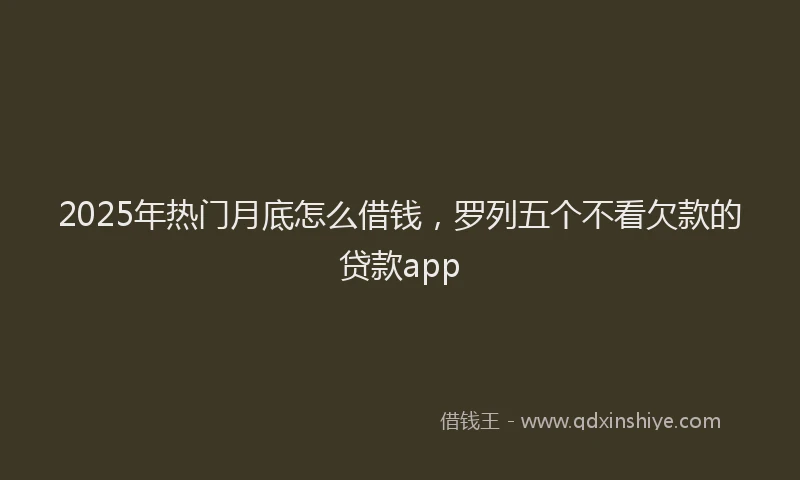 2025年热门月底怎么借钱，罗列五个不看欠款的贷款app