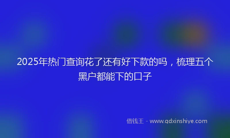 2025年热门查询花了还有好下款的吗，梳理五个黑户都能下的口子