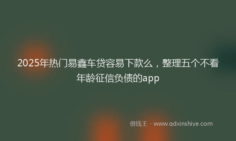 2025年热门易鑫车贷容易下款么，整理五个不看年龄征信负债的app