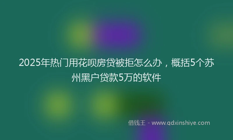 2025年热门用花呗房贷被拒怎么办，概括5个苏州黑户贷款5万的软件