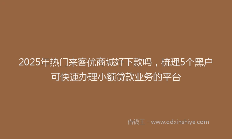 2025年热门来客优商城好下款吗，梳理5个黑户可快速办理小额贷款业务的平台