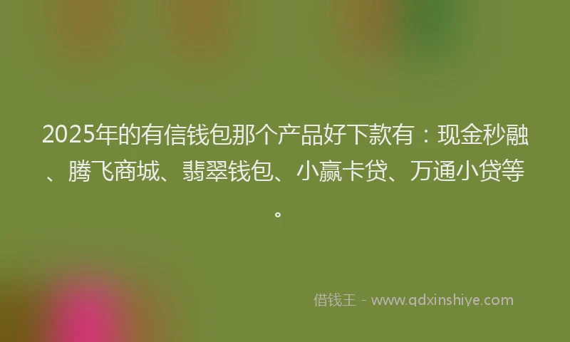 2025年的有信钱包那个产品好下款有：现金秒融、腾飞商城、翡翠钱包、小赢卡贷、万通小贷等。