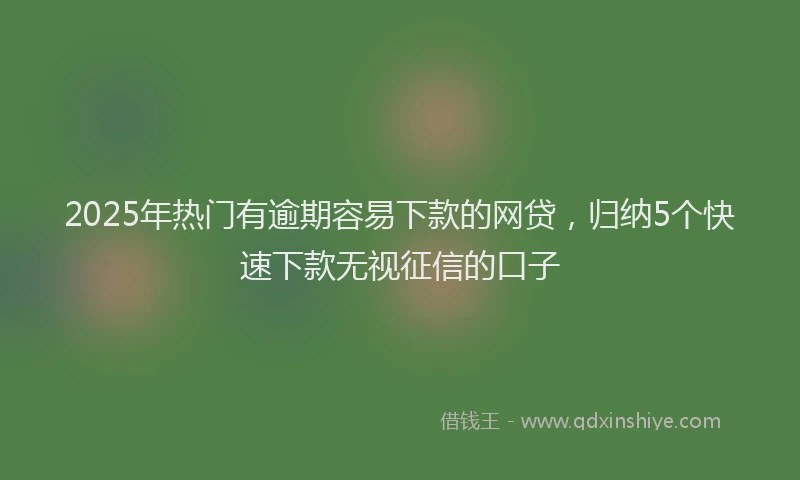 2025年热门有逾期容易下款的网贷，归纳5个快速下款无视征信的口子