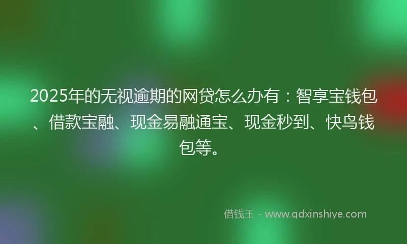 2025年的无视逾期的网贷怎么办有：智享宝钱包、借款宝融、现金易融通宝、现金秒到、快鸟钱包等。