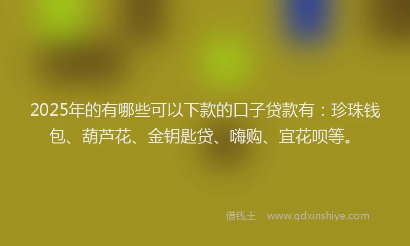 2025年的有哪些可以下款的口子贷款有：珍珠钱包、葫芦花、金钥匙贷、嗨购、宜花呗等。